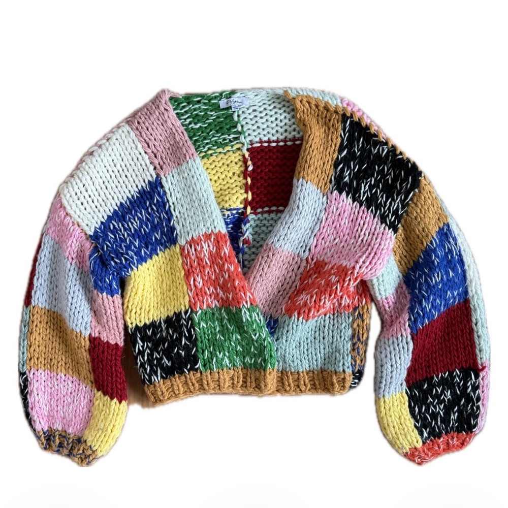Colorful Patchwork Knit Sweater